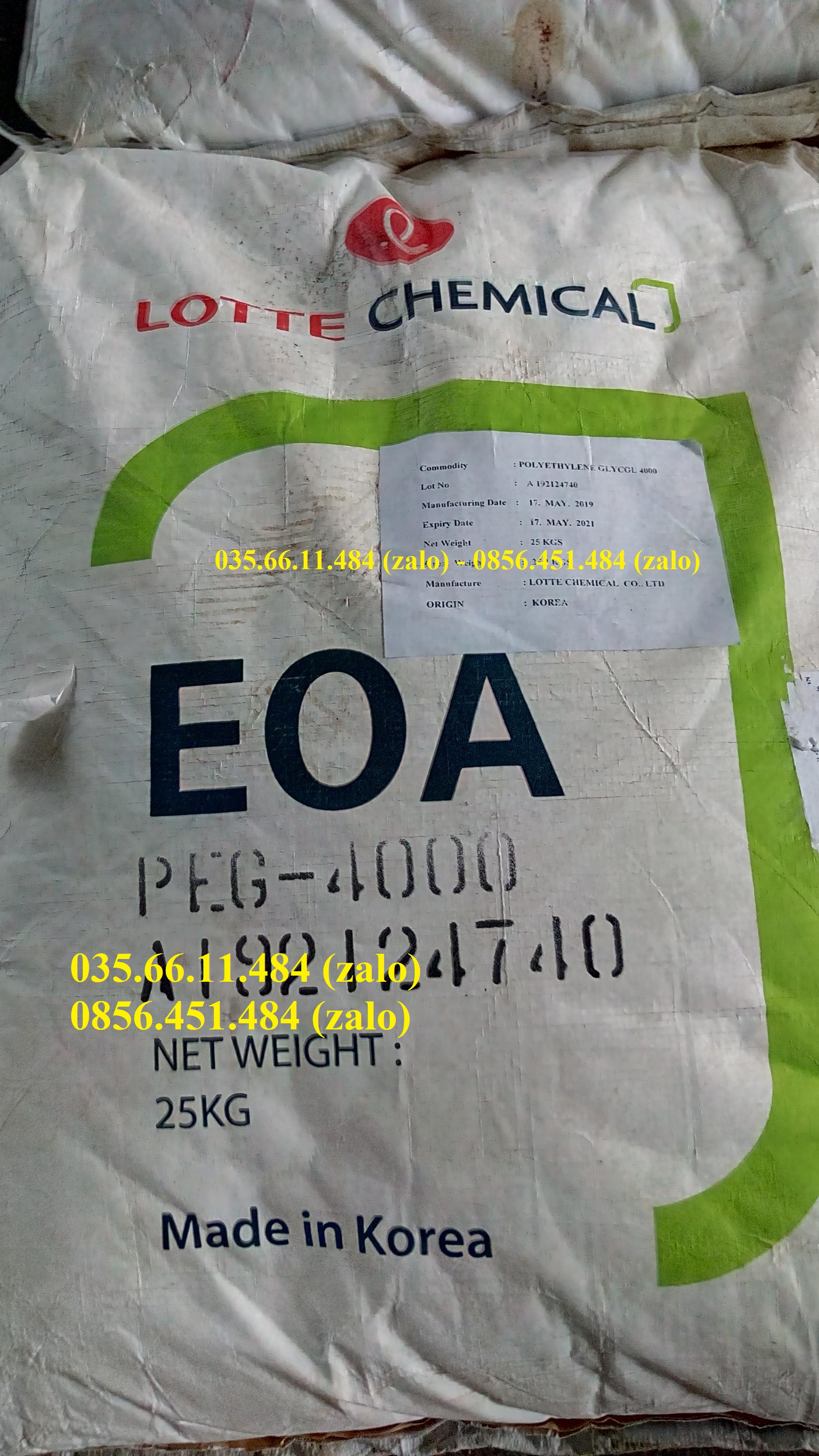 PEG 4000 , Polyethylene glycol 4000 , Lotte , Hàn Quốc