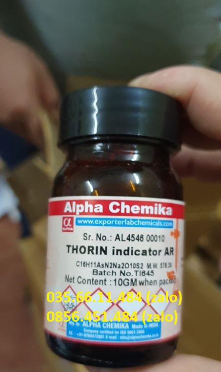 THORIN indicator ,AR ,C16H11AsN2Na2O10S2 ,M.W. 576.30, 10 gm , Alpha Chemika , ẤN ĐỘ