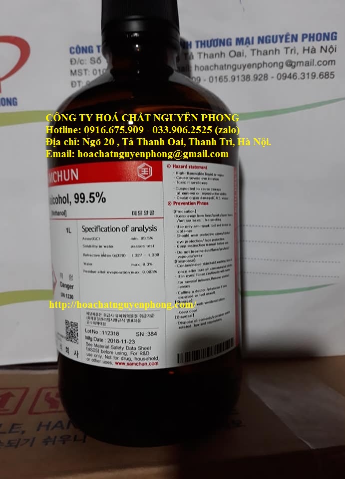 Methyl alcohol , Methanol , 99.5%  , CH4O , SAMCHUN , HÀN QUỐC