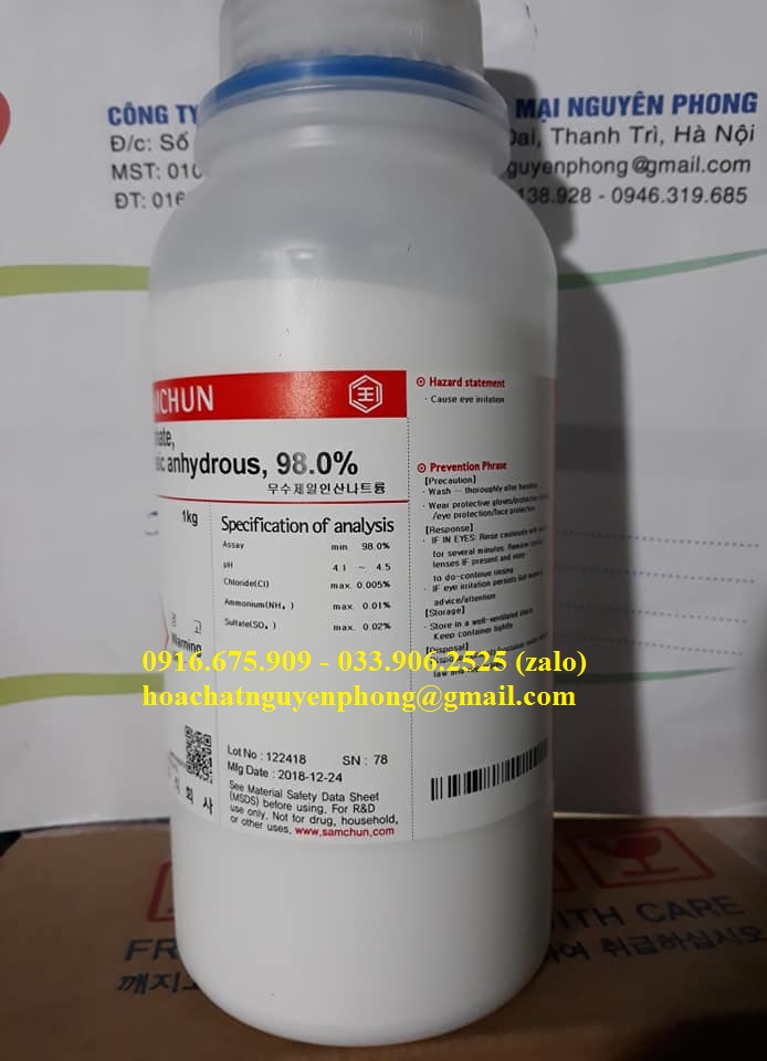 Sodium phosphate, monobasic, anhydrous, 98.0%  , NaH2PO4 , SAMCHUN , HÀN QUỐC