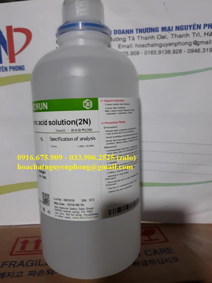 2mol/L , Hydrochloric acid , 2N , HCl , SAMCHUN , HÀN QUỐC