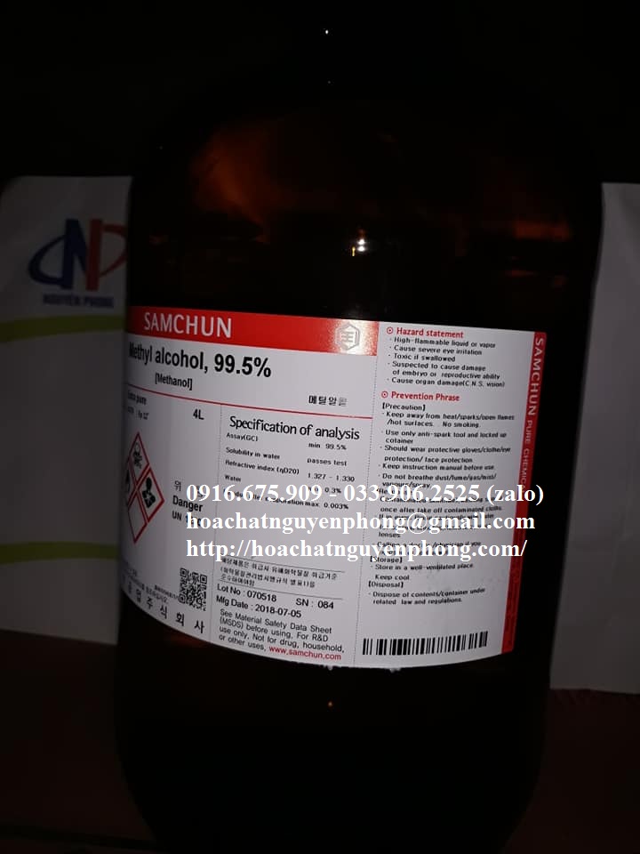 Methyl alcohol , Methanol , 99.5% , GC , CH4O ,  SAMCHUN , HÀN QUỐC