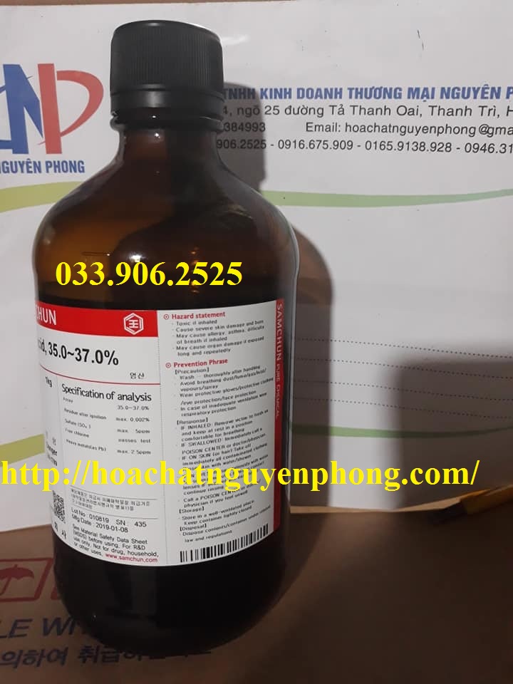 Hydrochloric acid, 35.0-37.0% , T , HCl , SAMCHUN , HÀN QUỐC 