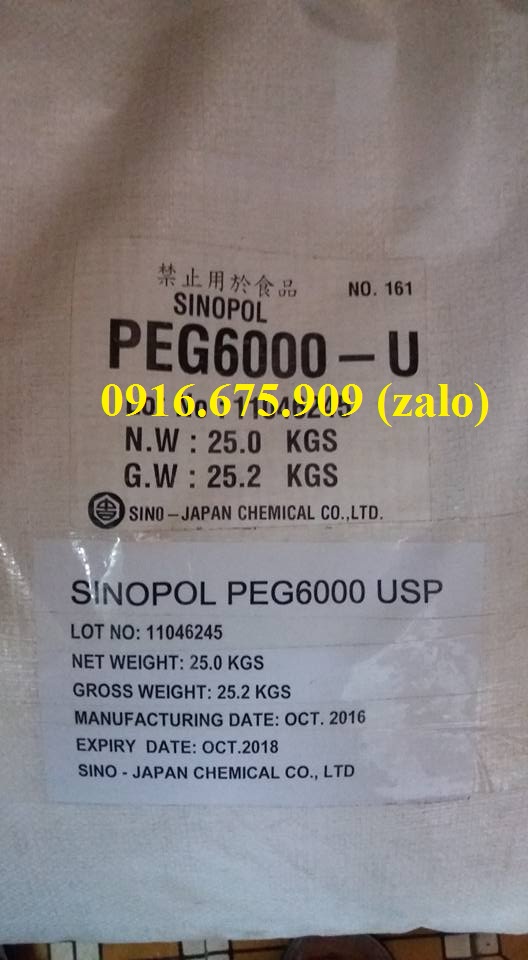 Polyethylene glycol , PEG 6000 , SINOPOL , JAPAN , bao 25kg
