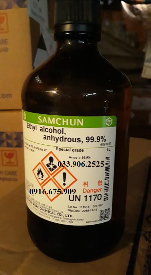 Ethyl alcohol, anhydrous , 99.9% (Sp.gr) , C2H6O , SAMCHUN , HÀN QUỐC