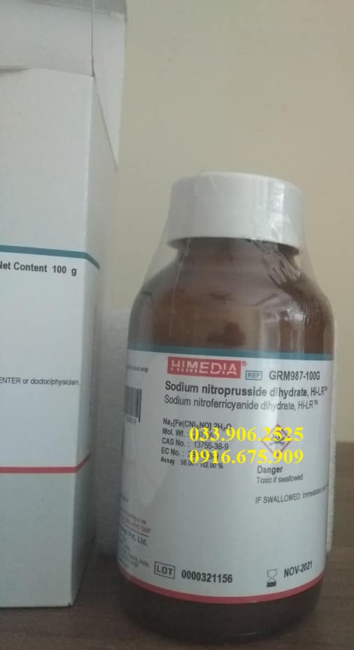 Sodium nitroprusside , C5FeN6Na2O.2H2O , Himedia , Ấn Độ
