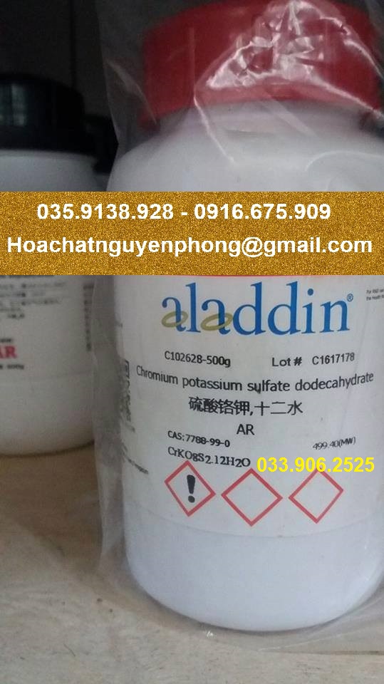 Chromium potassium sulfate dodecahydrate , CrK(SO4)2  ,  ALADDIN